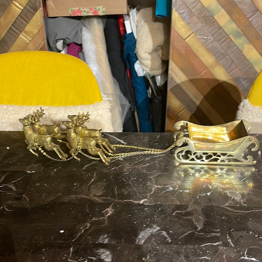 Brass reindeer sleigh